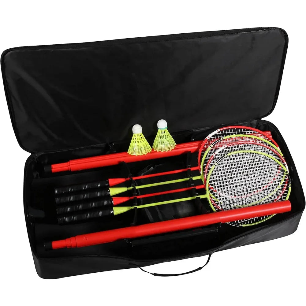 Portable Badminton Set with Independent Base - No Tools or Stakes Required