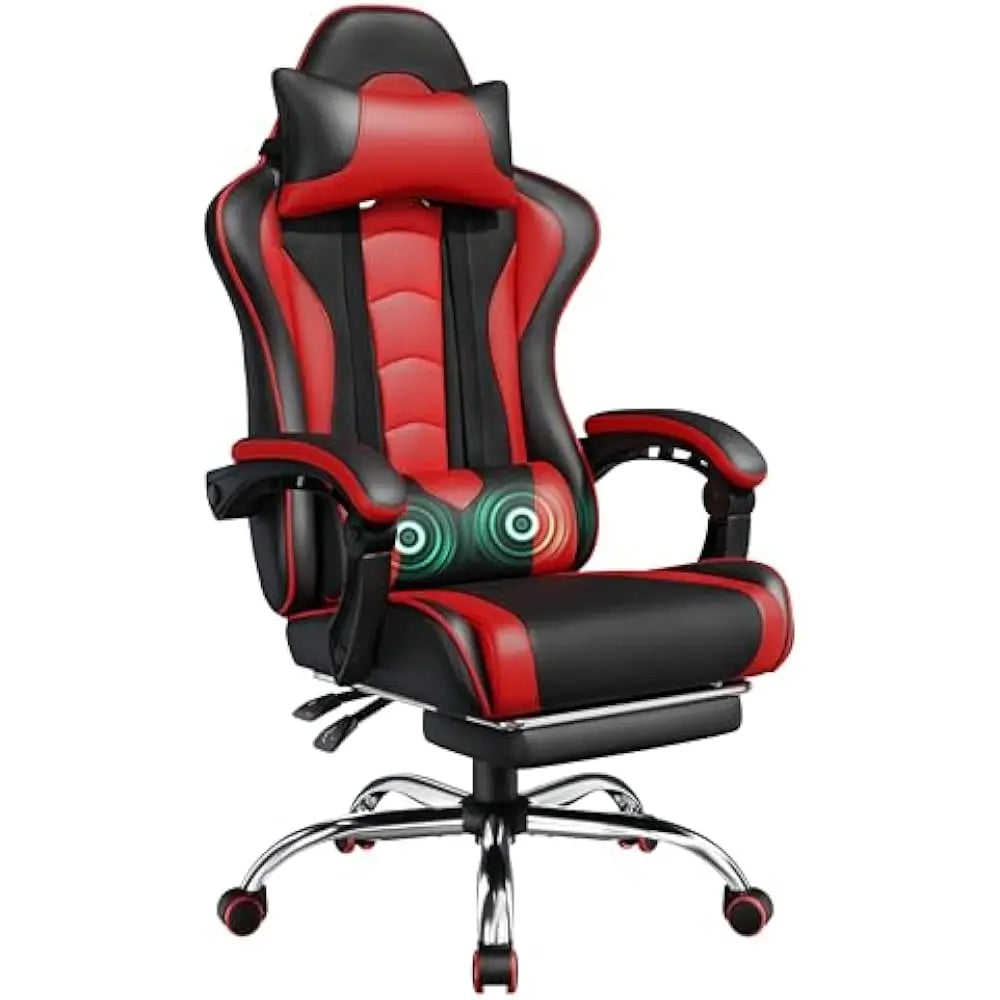 Height Adjustable Ergonomic Office Chair w/ Massage Lumbar Support, Footrest, Swivel Seat and Headrest,
