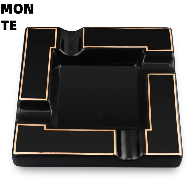 European Style Ceramic Cigar Ashtray with Large Capacity Wide Mouth Slot - Cigar not included.