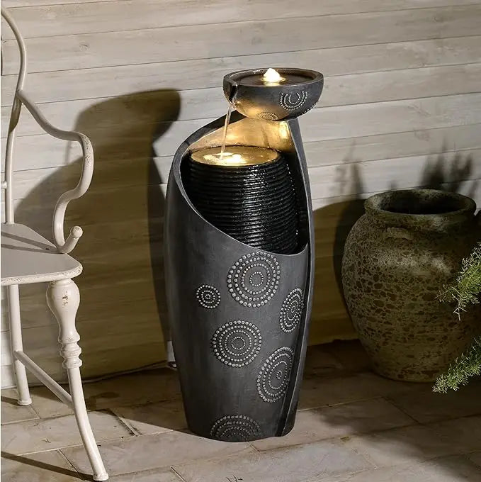 Outdoor or Indoor Floor Standing Water Fountain Feature with LED Light & Pump.