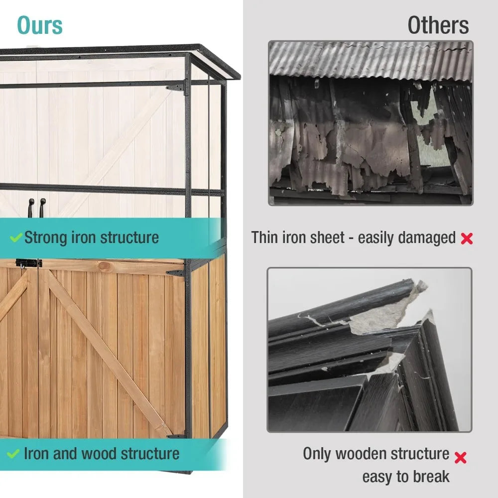 Large Metal Frame Garden Storage Shed With Shelves