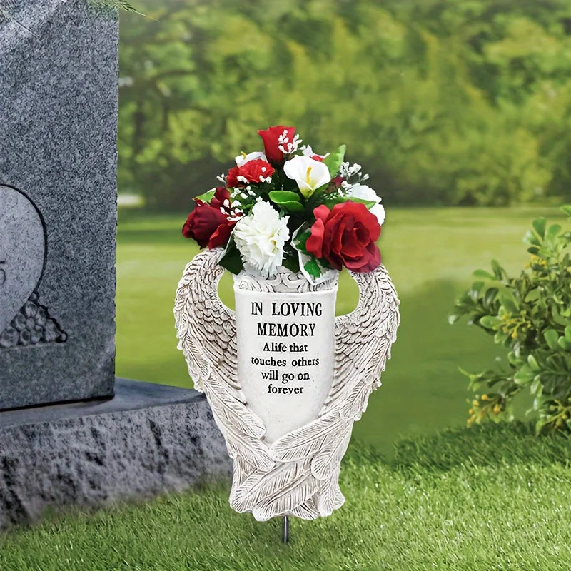 Cemetery Waterproof Garden Statue for Grave Site, Flowers not included.