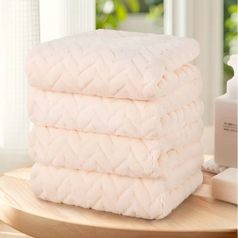 Solid Color 4-Piece Soft Highly Absorbent Towel Set.