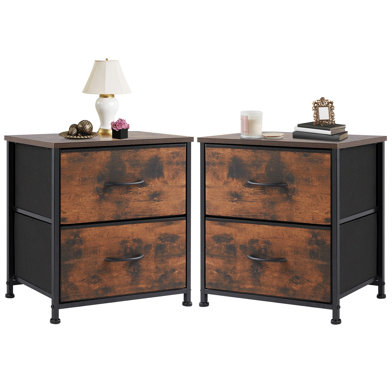 Bedside Nightstand or Sofa Table with Fabric Drawers