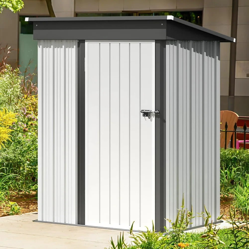 5 X 3 FT Outdoor Waterproof Metal Storage Shed With Lockable Door,
