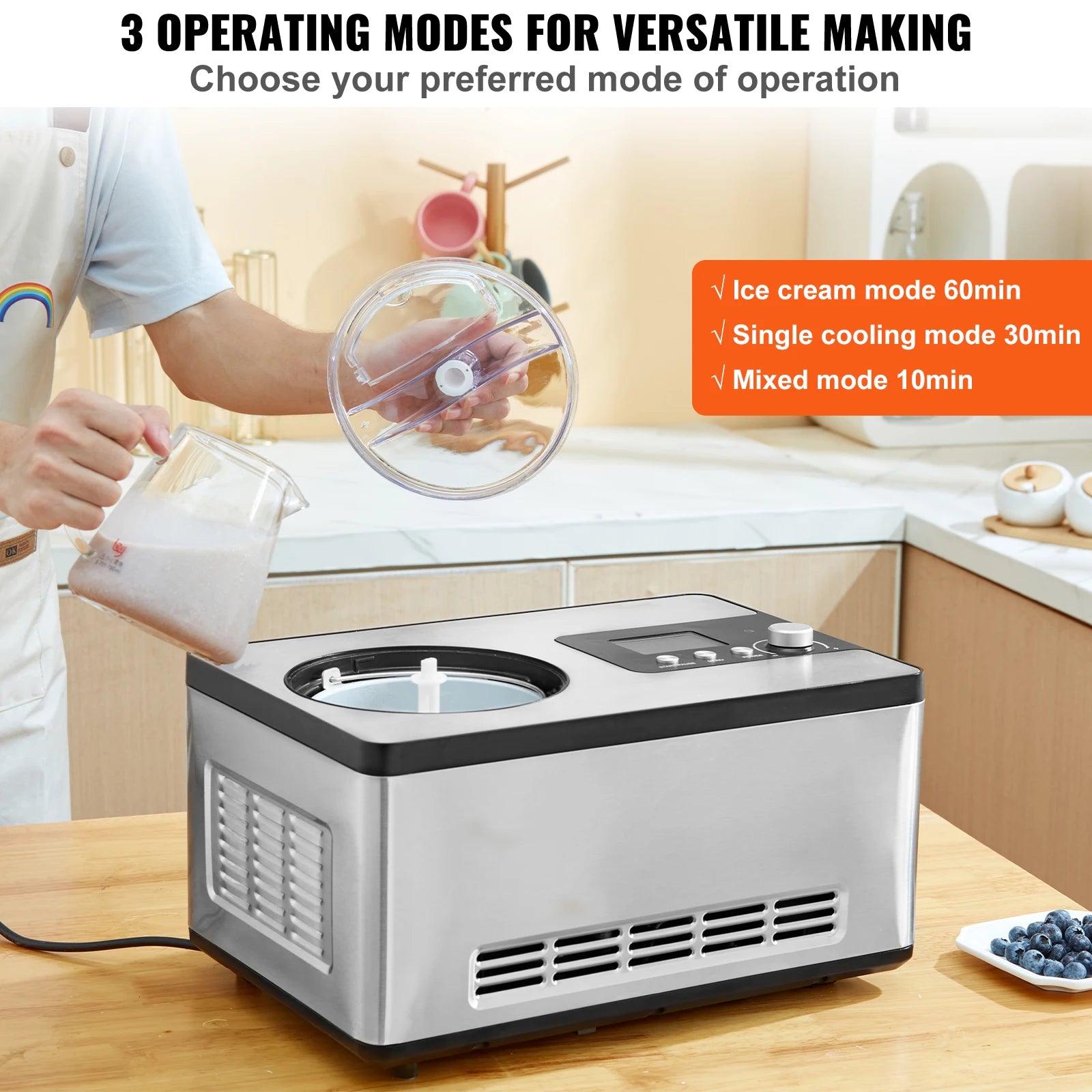 Automatic Ice Cream Maker with Built-in Compressor.