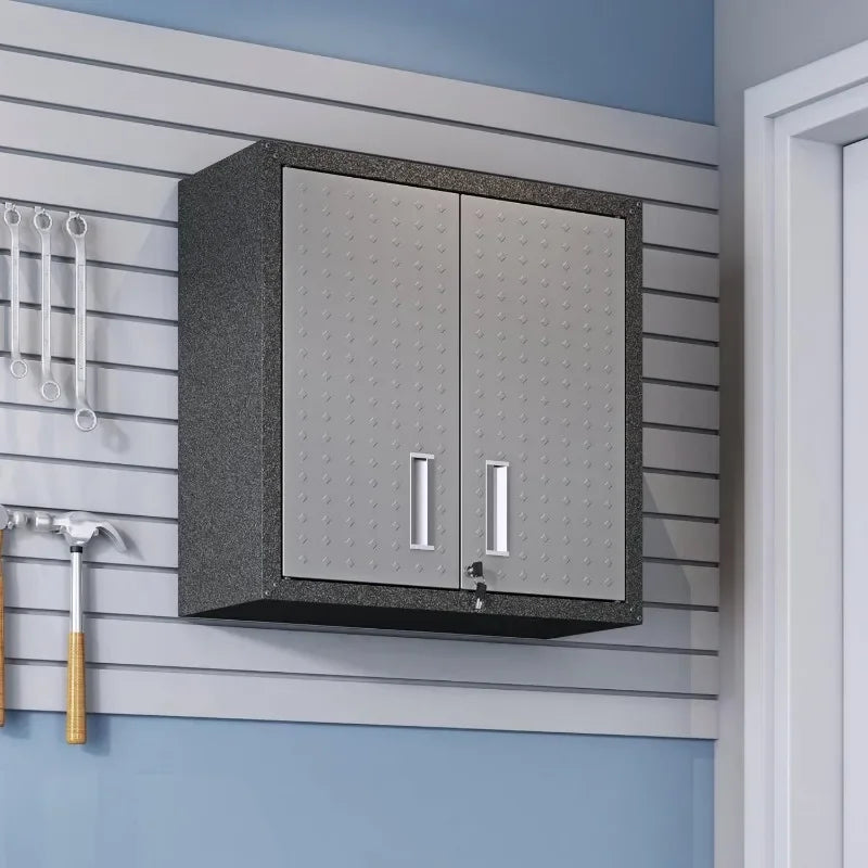 Black/Grey Wall Mount Floating Garage Storage Cabinet,