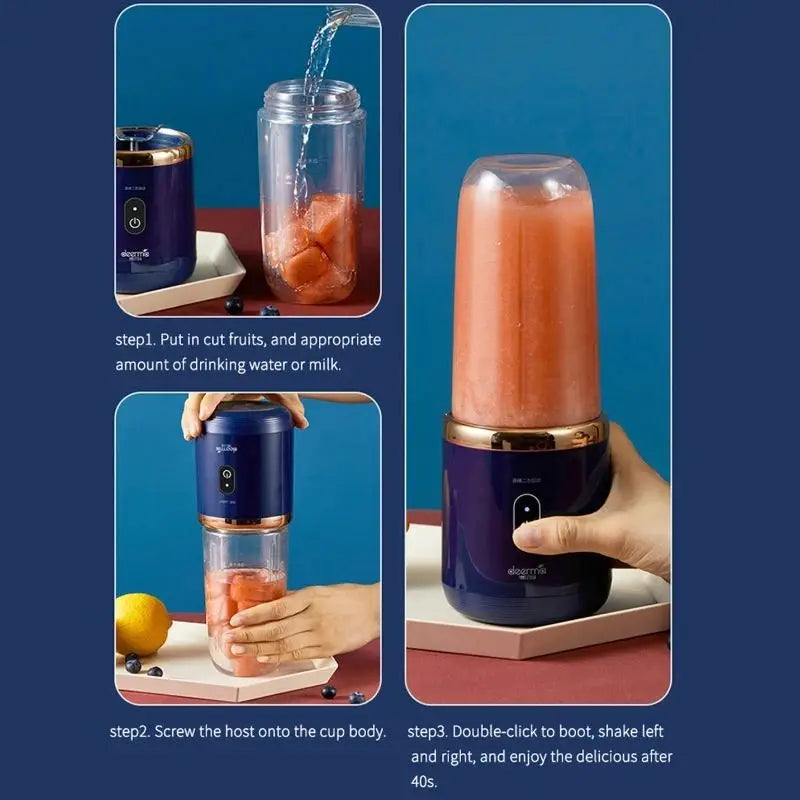 Portable USB Rechargeable Household 6-Blade Juicer/Blender.