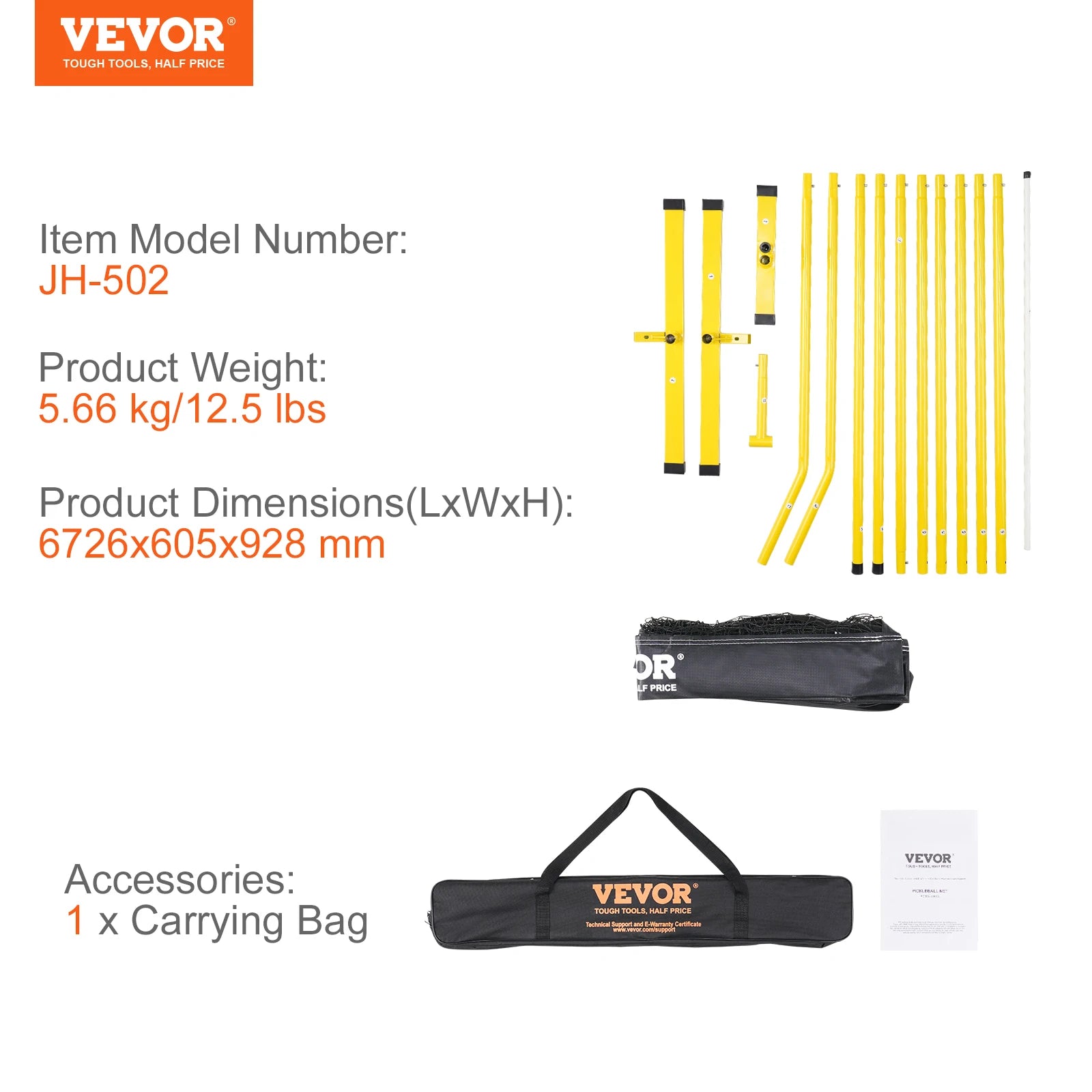 VEVOR Portable 22FT Full Court Official Pickleball Net System with Court Line