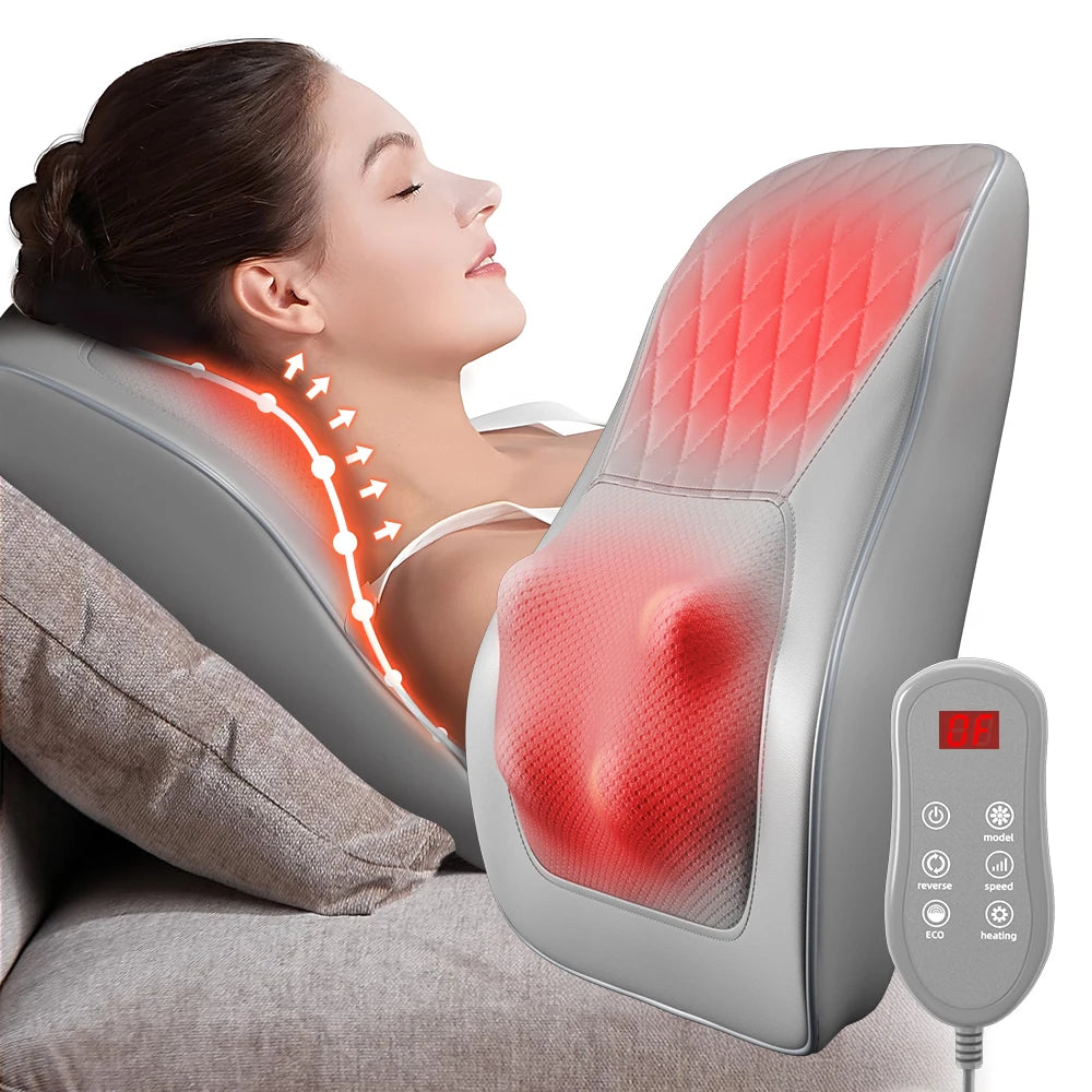 3 Speed Neck Pillow Massager with Vibration and Heat for Shoulder, Neck and Back Nuscies