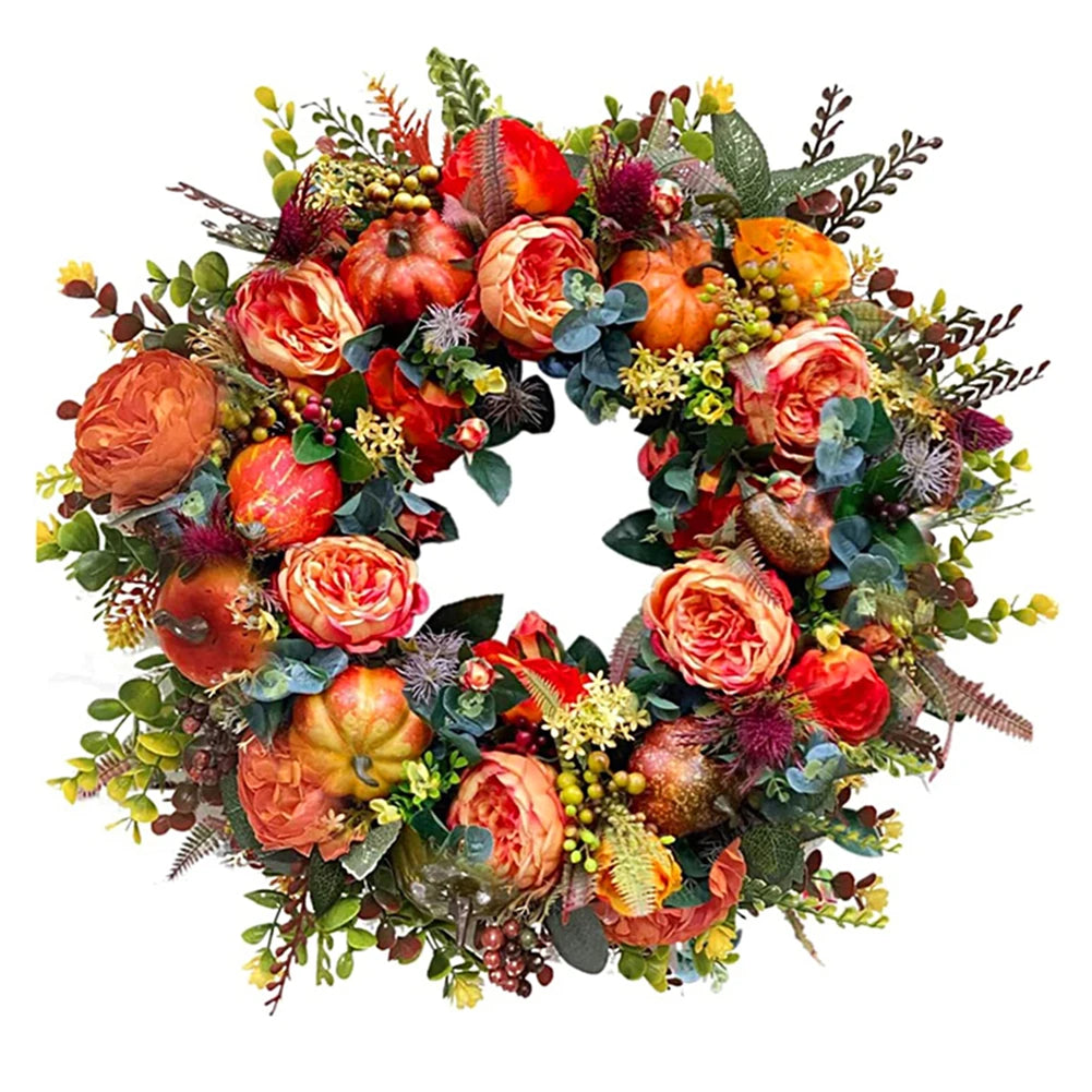 Round Autumn Decorative Wreath for Door or Wall