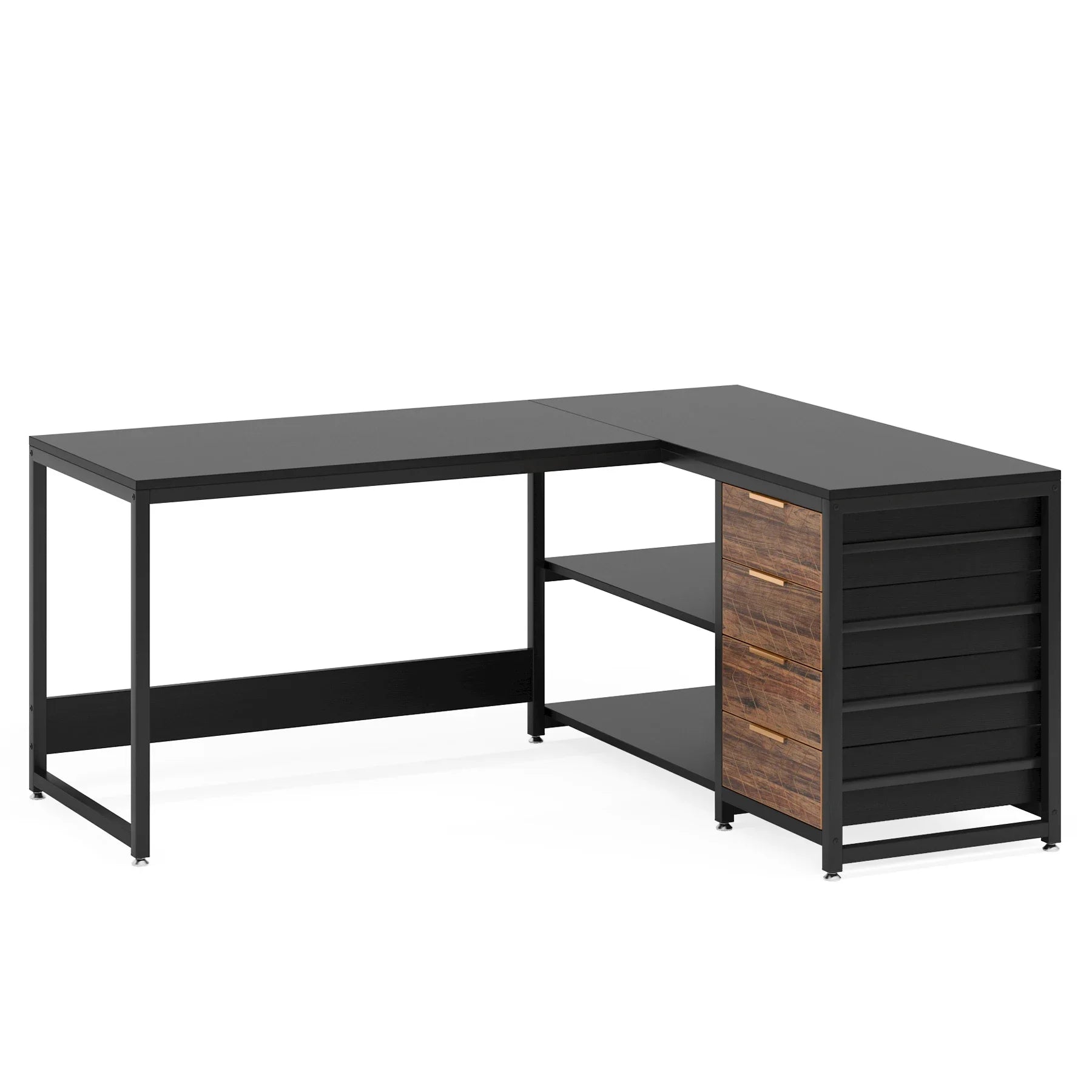 Modern L-Shaped Corner Computer Desk with PC Laptop Table.