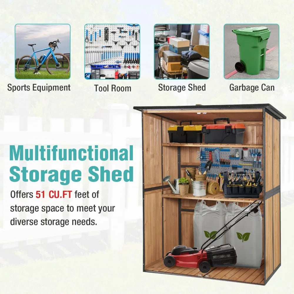 Large Metal Frame Garden Storage Shed With Shelves
