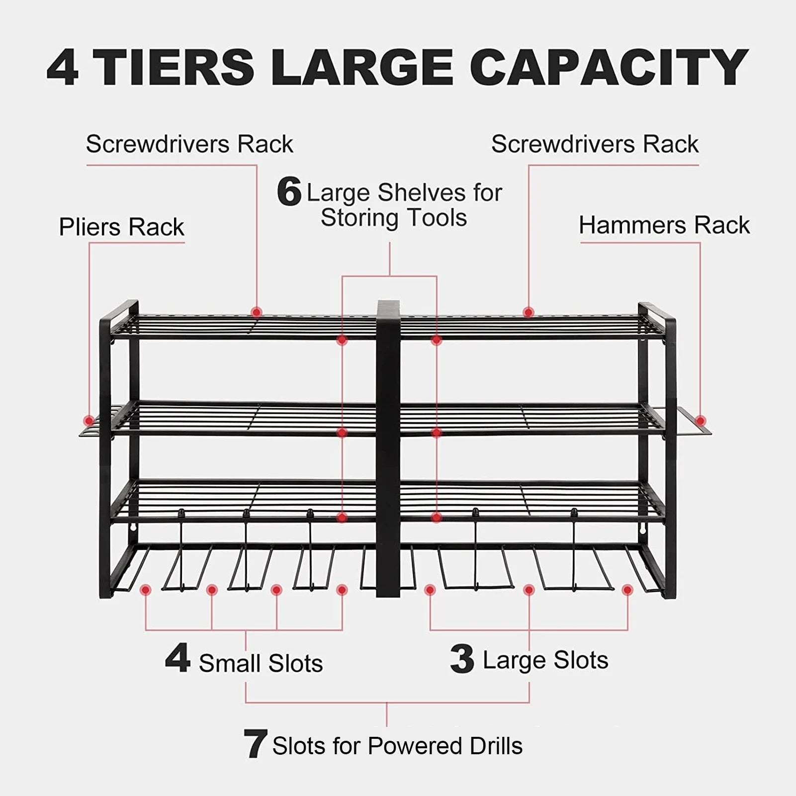 4 Tier Wall Mount Power Tool Organizer .
