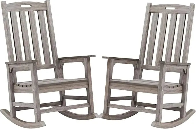 Set of 2 Poly Lumber Oversized Outdoor Rocking Chairs in Various Colors.