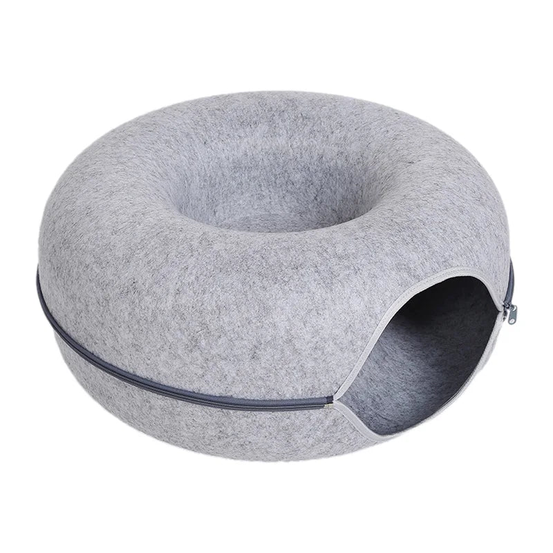 Donut Cat Bed for 2 Cats with zipper to open up.