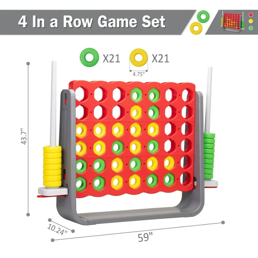 Giant 4 In a Row Game Set for Outdoor and Indoor Use