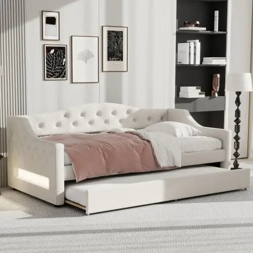 Upholstered Full Size Daybed with 2 Drawers and USB.