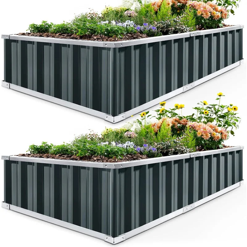 Raised Outdoor Garden Bed 68" x 36" x 12" (2 Pack) for Vegetables, Flowers, and Herbs