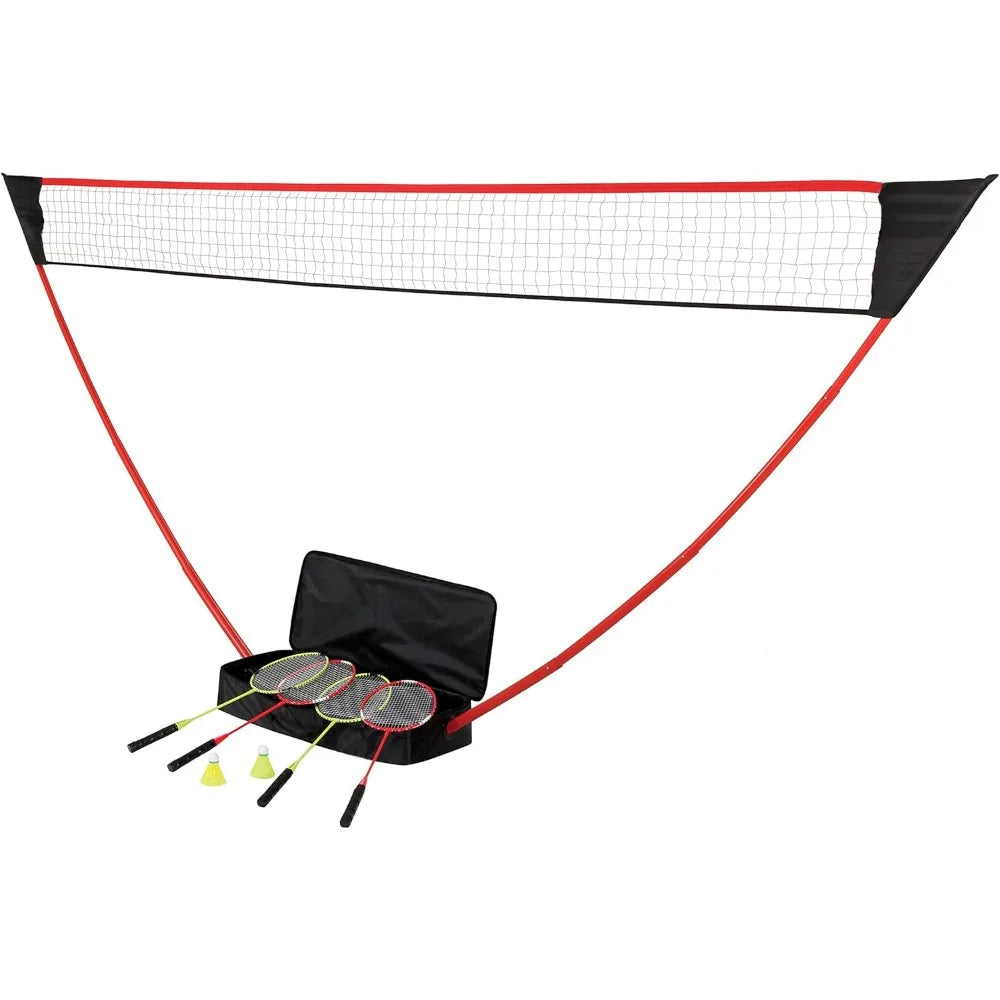 Portable Badminton Set with Independent Base - No Tools or Stakes Required