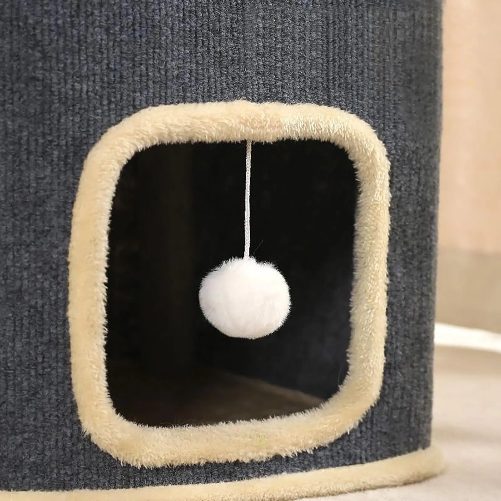 Rectangular 2-Layer Cat Playhouse for Indoor Cats with Hanging Toys