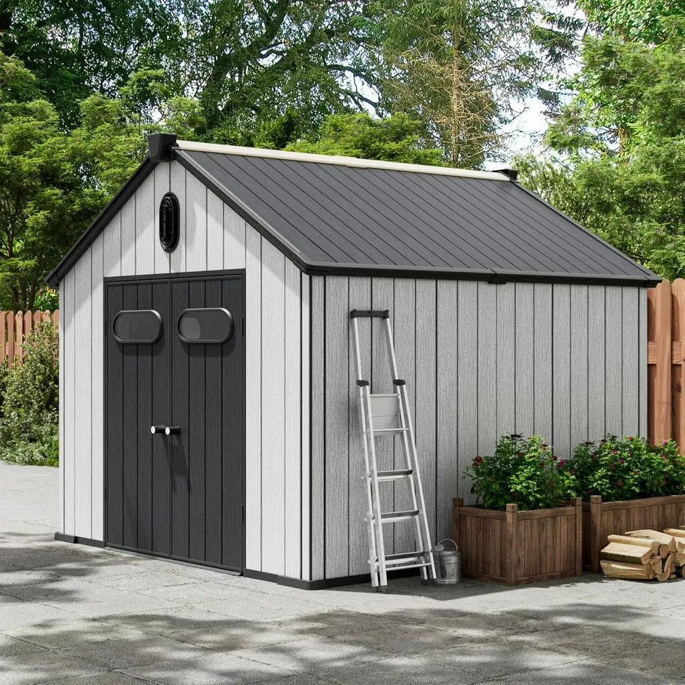 8 x 10 Outdoor Resin Storage Shed with Floor Included,