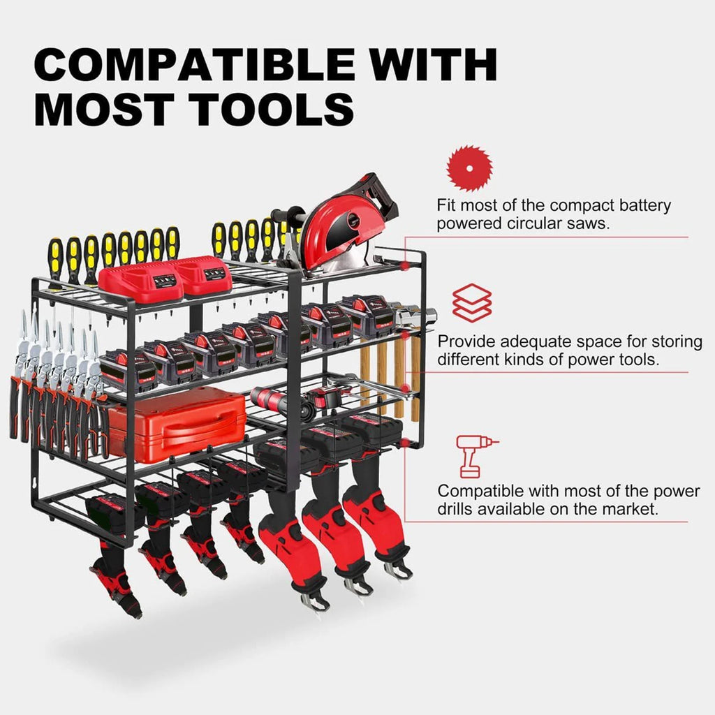 4 Tier Wall Mount Power Tool Organizer .