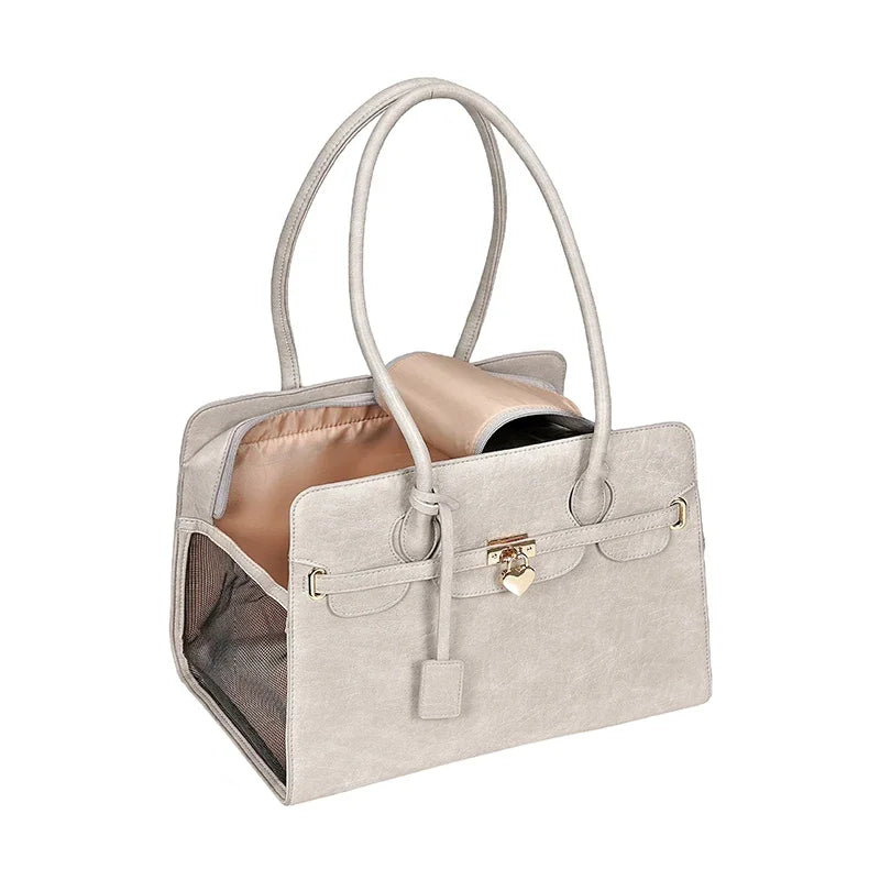 Luxury Leather Pet Carrier Bag For Puppy or Cat