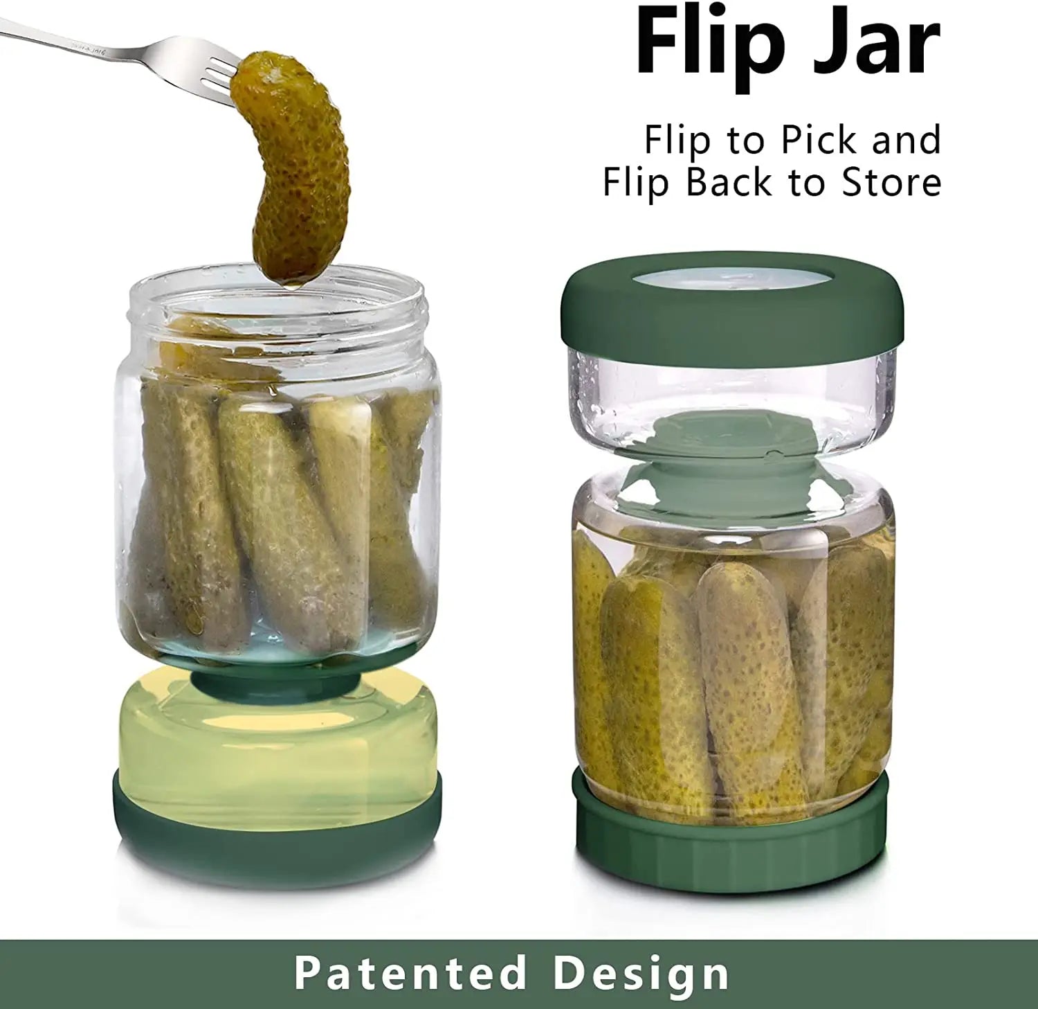 Hourglass Shaped Glass Flip Jar with Lids and Strainer for Food Storage.