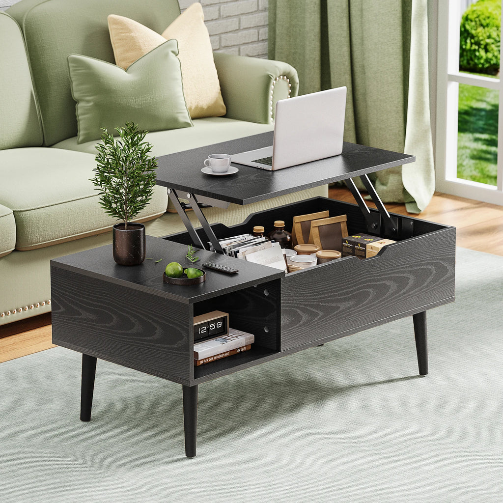 Coffee Table With Lift Top and Adjustable Storage Shelf,  Measures 39.37"x19.7"