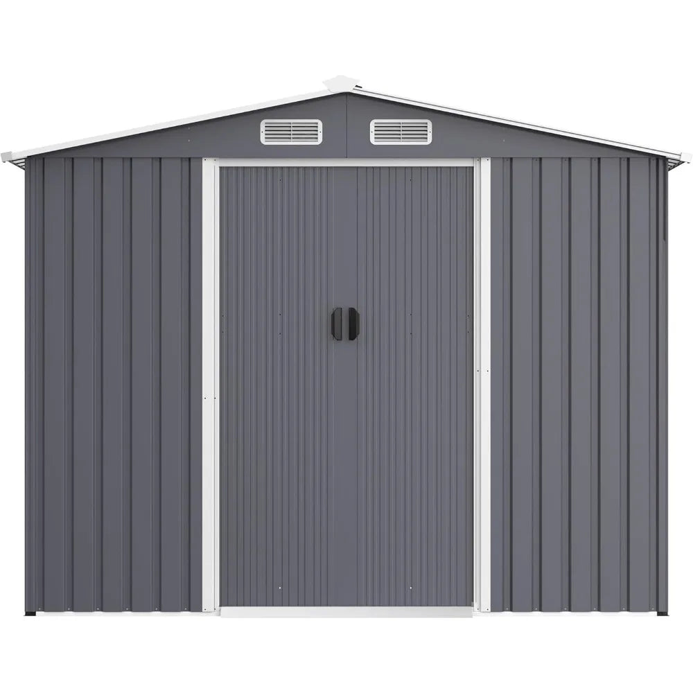 8 x 12 ft. Metal Outdoor Waterproof Storage Shed with Sliding Doors and Air Vents,