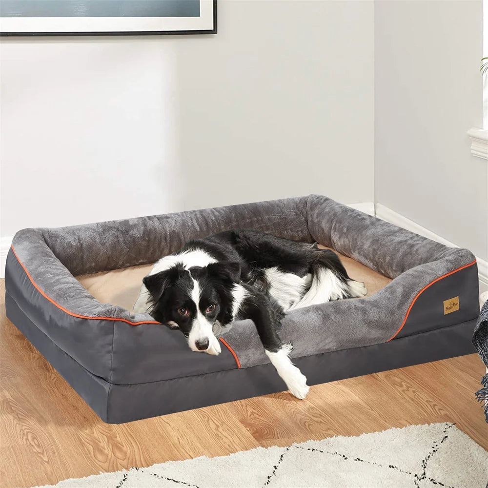 Large Orthopedic Waterproof Memory Foam Pet Sofa with Removable Cover