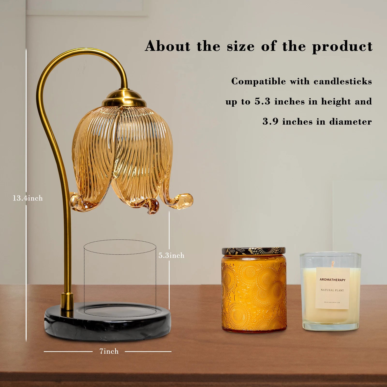 Tulip Flower Candle Warmer Bedside Night Light with Bulb and  Jar Candle Included