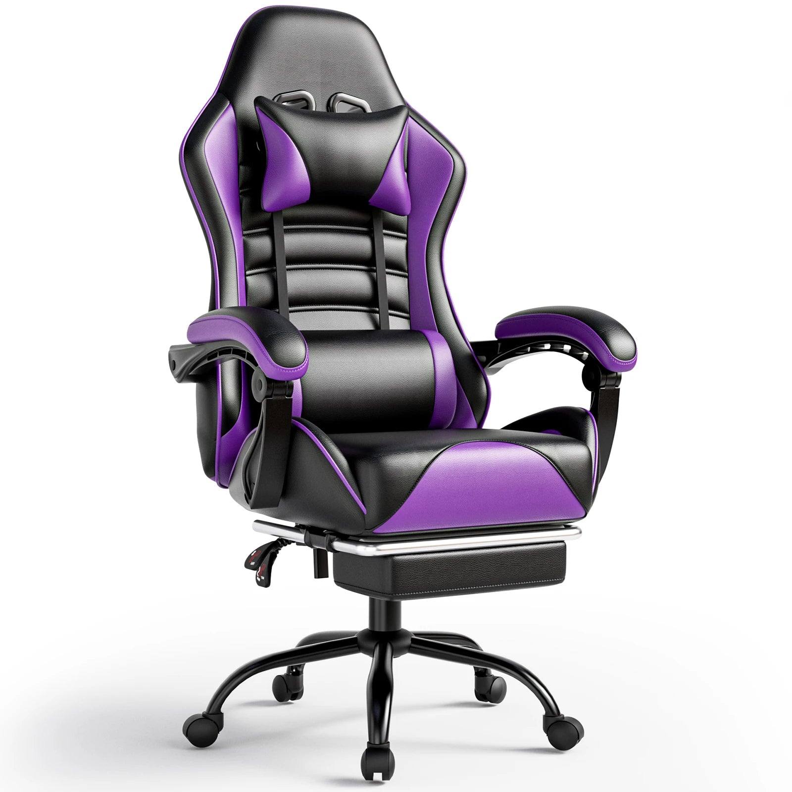 Ergonomic Reclining Racing Style Video Gaming Chair with Footrest.