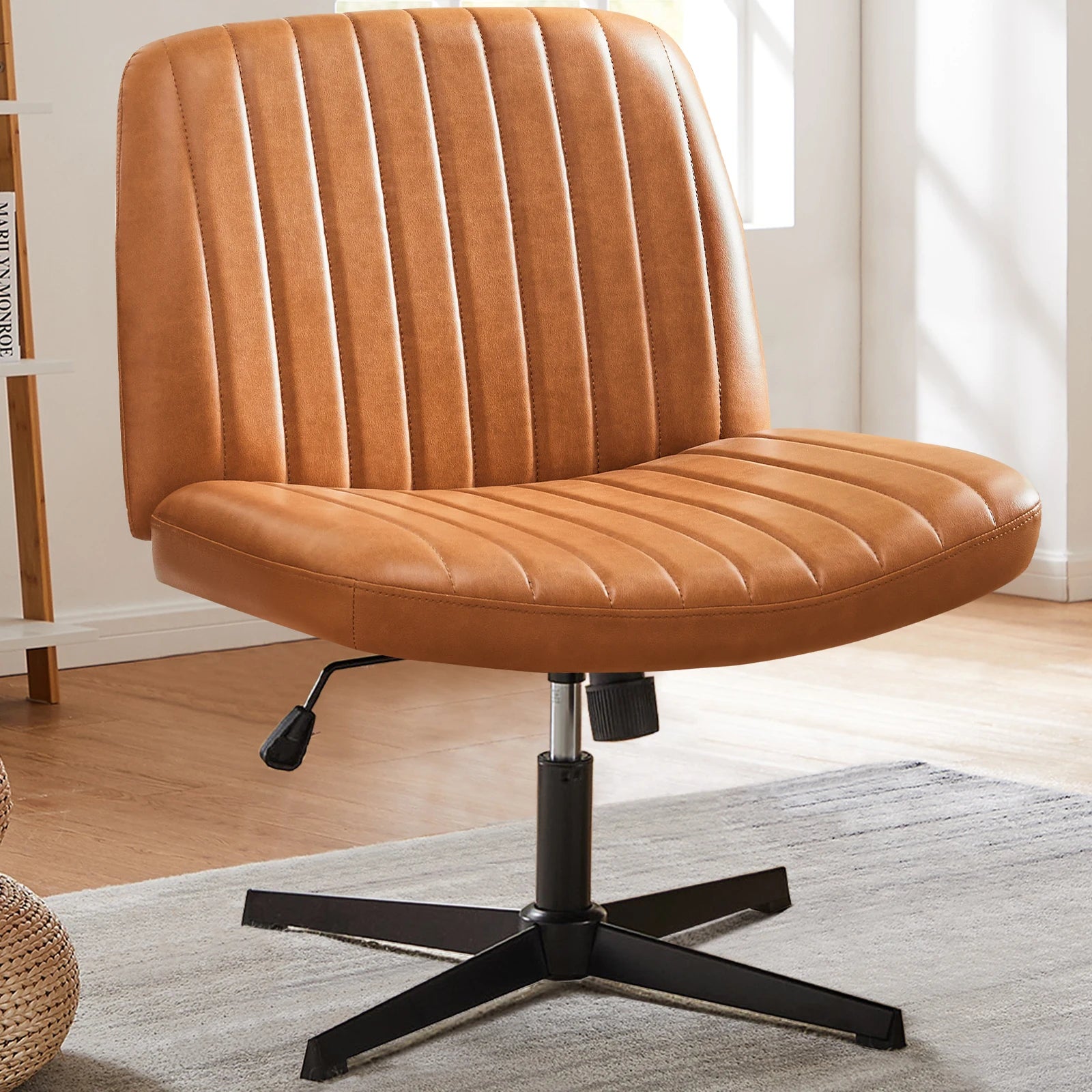 Wide, Armless, Adjustable, Swivel, Cross Legged Rocking Gaming Chair.