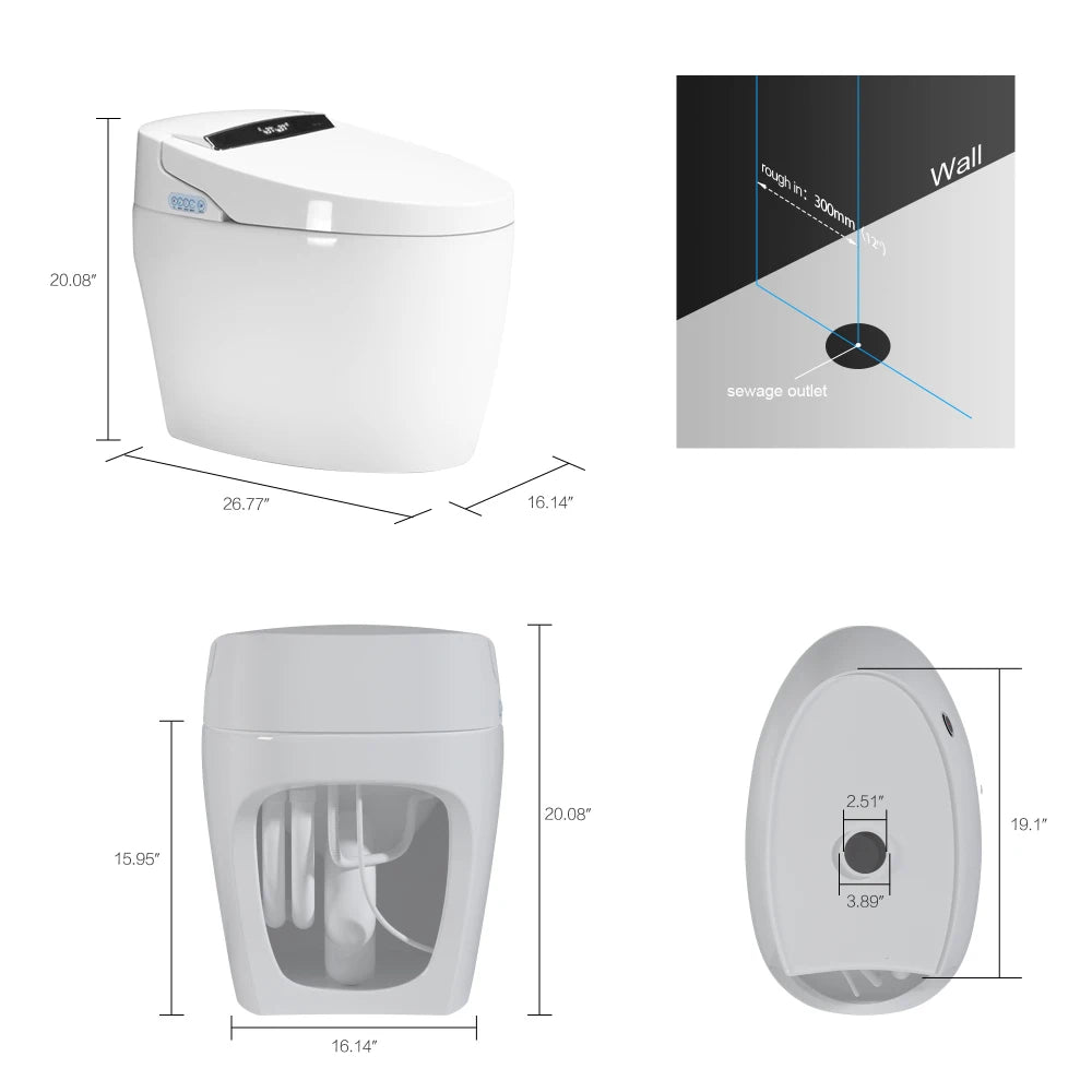 Portable Smart Toilet with Heated Bidet Seat, Auto Open/Close Seat.