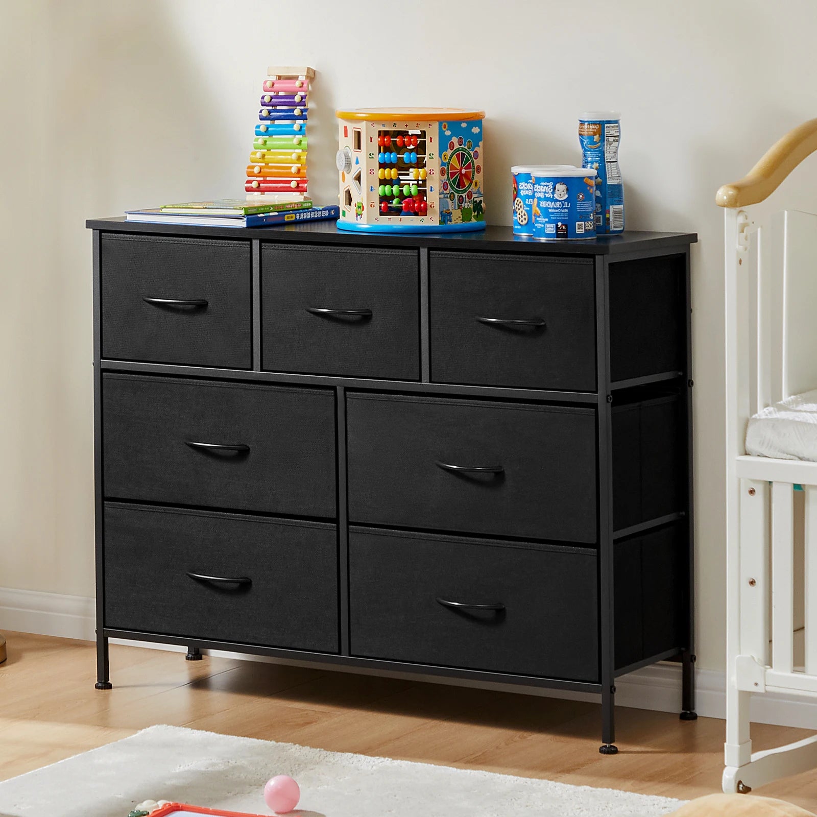 Multi-Use Dresser With Seven Fabric Drawers