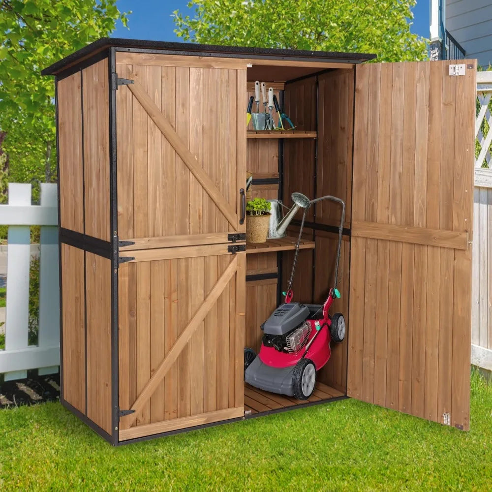 Large Metal Frame Garden Storage Shed With Shelves