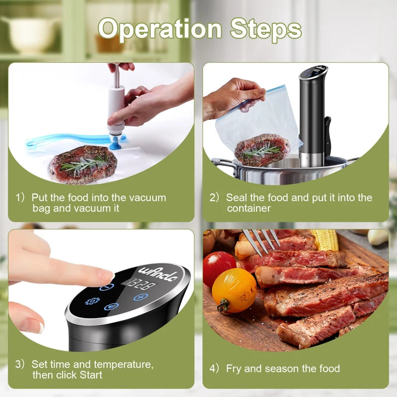 1100W Waterproof Vacuum Sous Vide Slow Cooker with Digital LCD Display