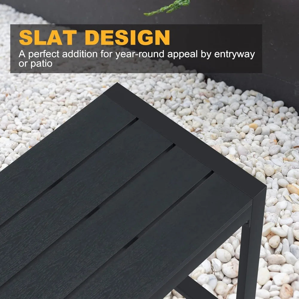 Two 53" Long Backless Metal 3-Person Outdoor Benches