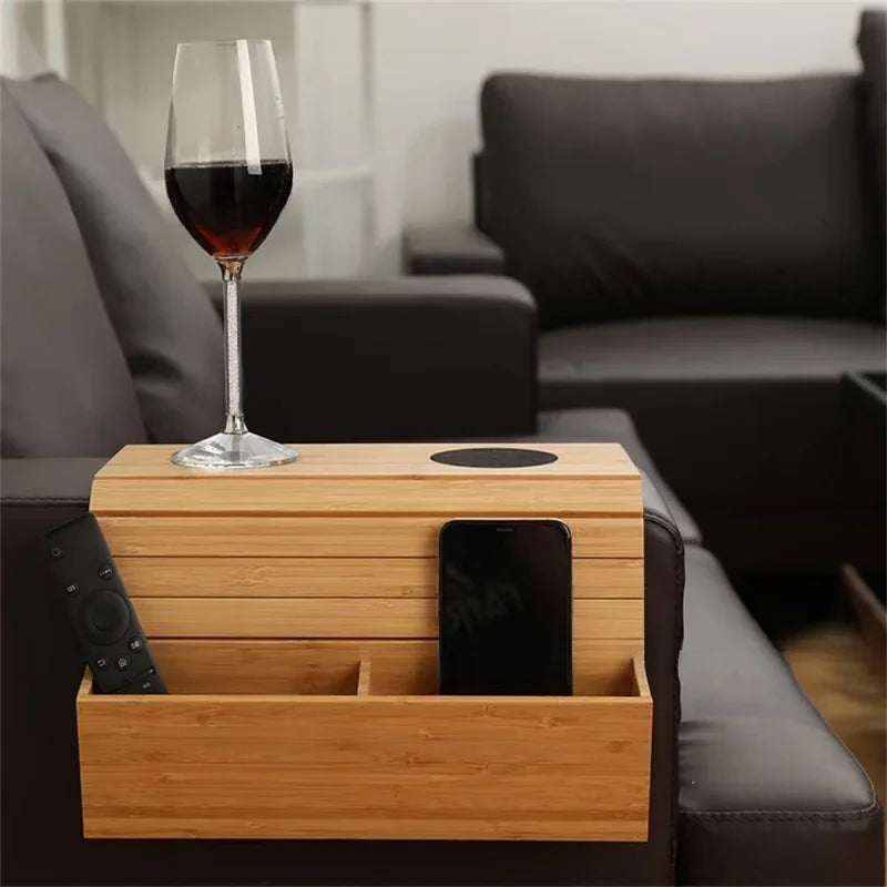Bamboo Foldable Wood Sofa Armrest Tray
