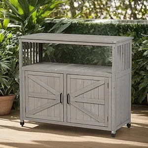 Outdoor Potting Bench  with Shelves for use as Planting Table.
