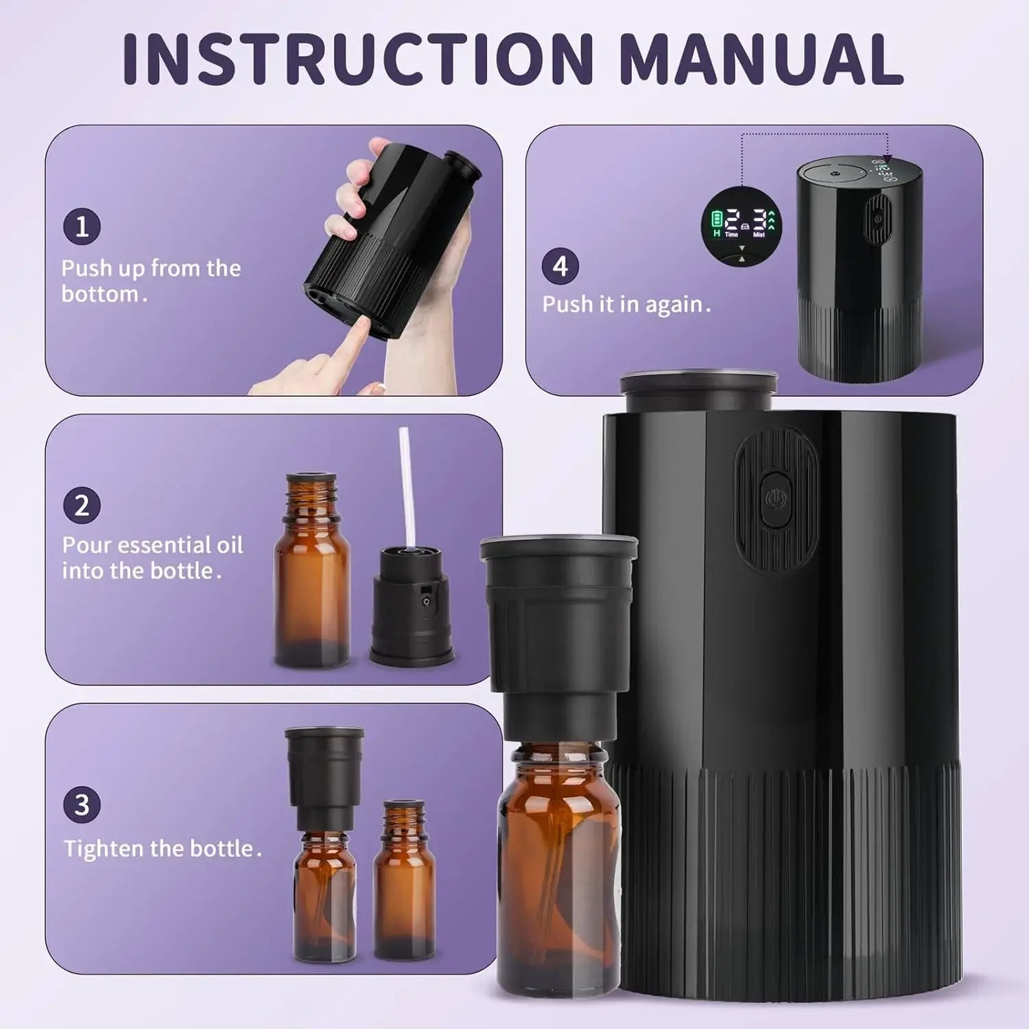 Essential Oil Portable and Cordless Diffuser; Battery Operated and USB Rechargeable.