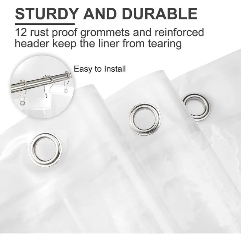 72" x 84" Extra Long Clear Plastic Waterproof Inside Shower Curtain Liner with Grommets and Magnets