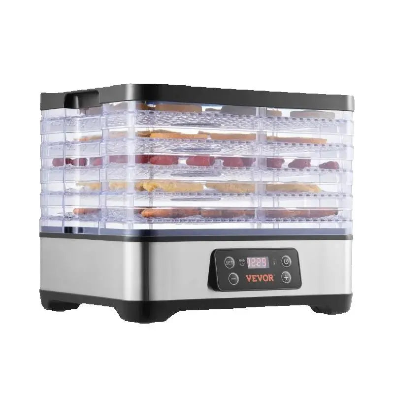 300W Stainless Steel Electric 5 Tray Food Dehydrator w/ Digital Adjustable Time & Temperature; Dishwasher Safe.