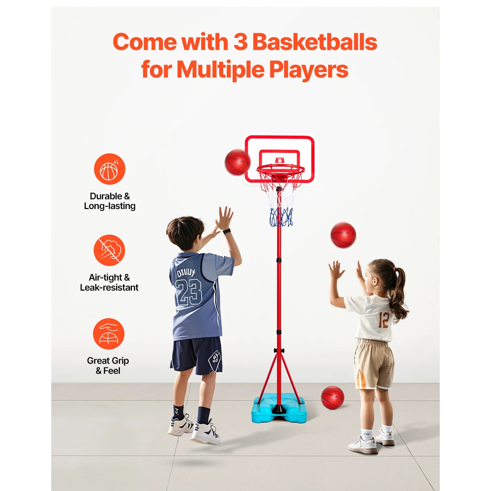 Adjustable Basketball Hoop for Kids, Recommended Age 3-6 YO.