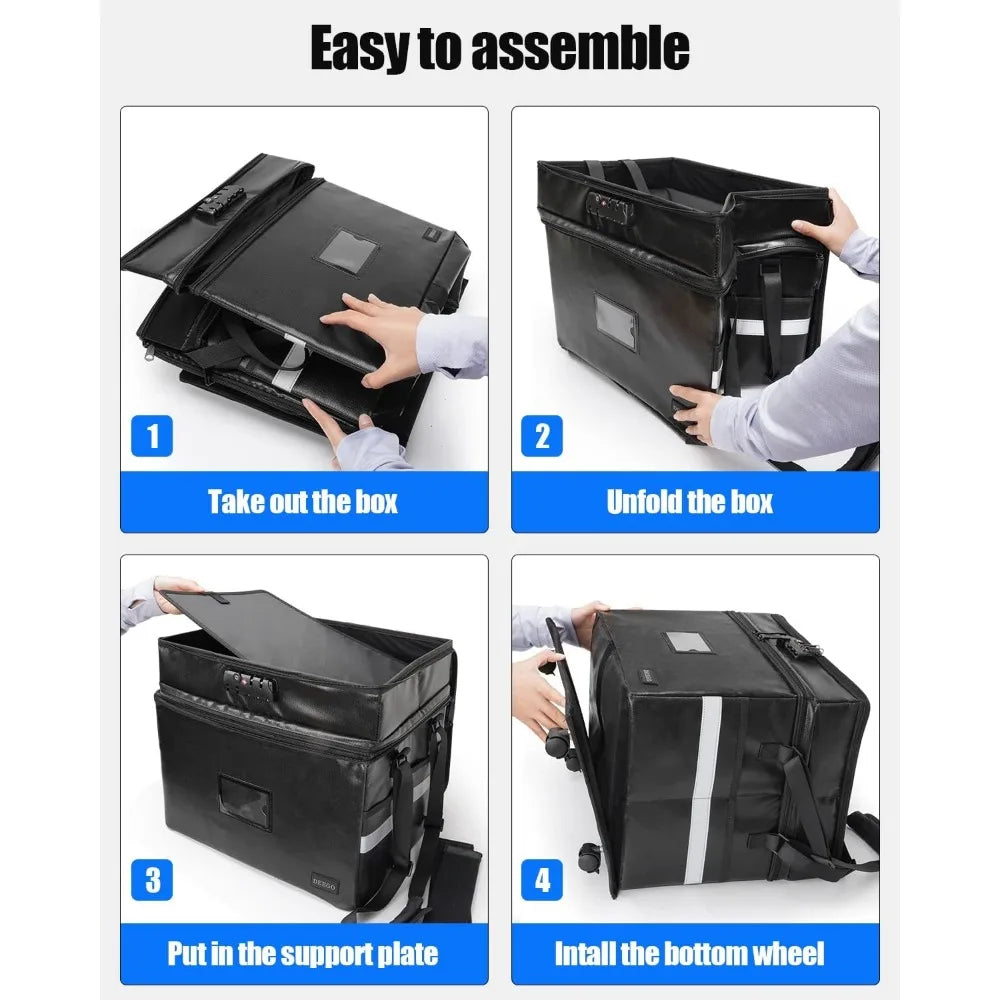 Fireproof and Water Resistant File Organizer on Wheels  with Multiple Pockets