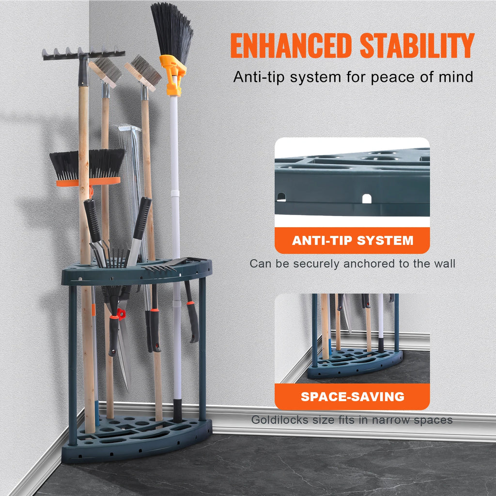 19 Slot Garden Tool Garage Organizer for Long-Handled Garden Tools.