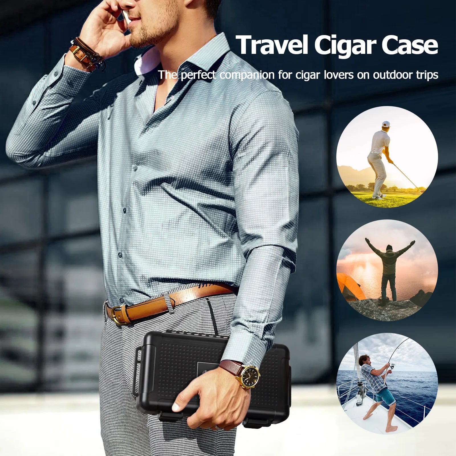 Sealed Cigar Humidor for 4-5 cigars with Humidifier and Hygrometer