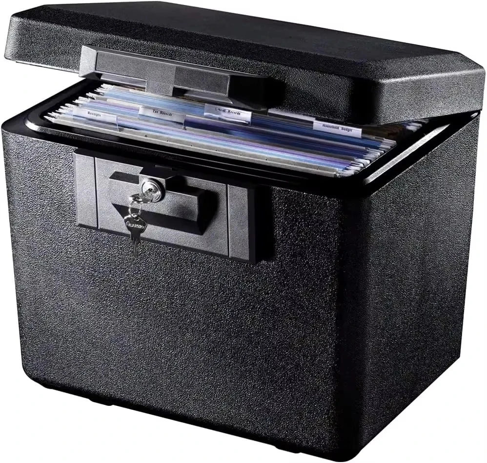 0.61 Cubic Feet Black Fireproof Document Safe With Key Lock